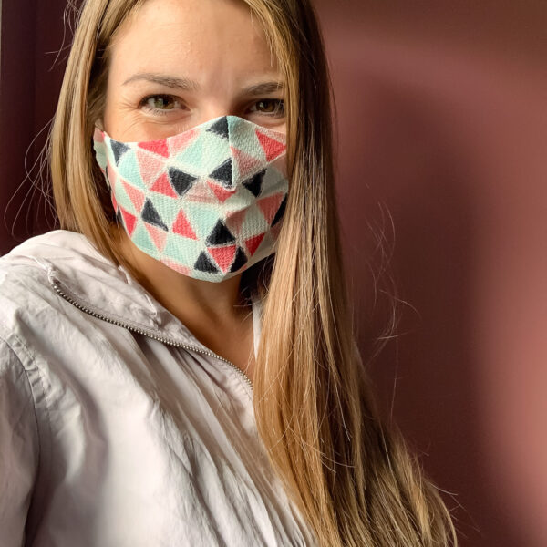 Wearing the face mask.